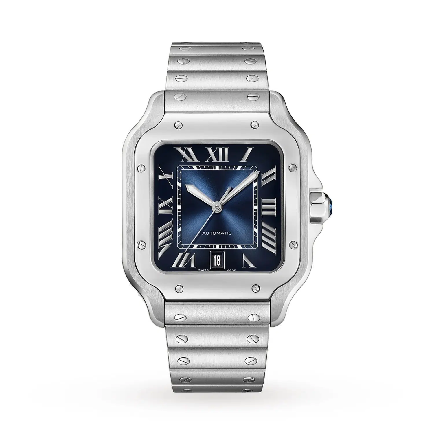 19 Large Model Square Dial Blue Quartz Watch 40mm - Image 1