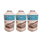 Chemours R-134a Refrigerant – 3-Pack (12oz Self-Sealing Cans) with Gauge, MVAC Use – Made in USA