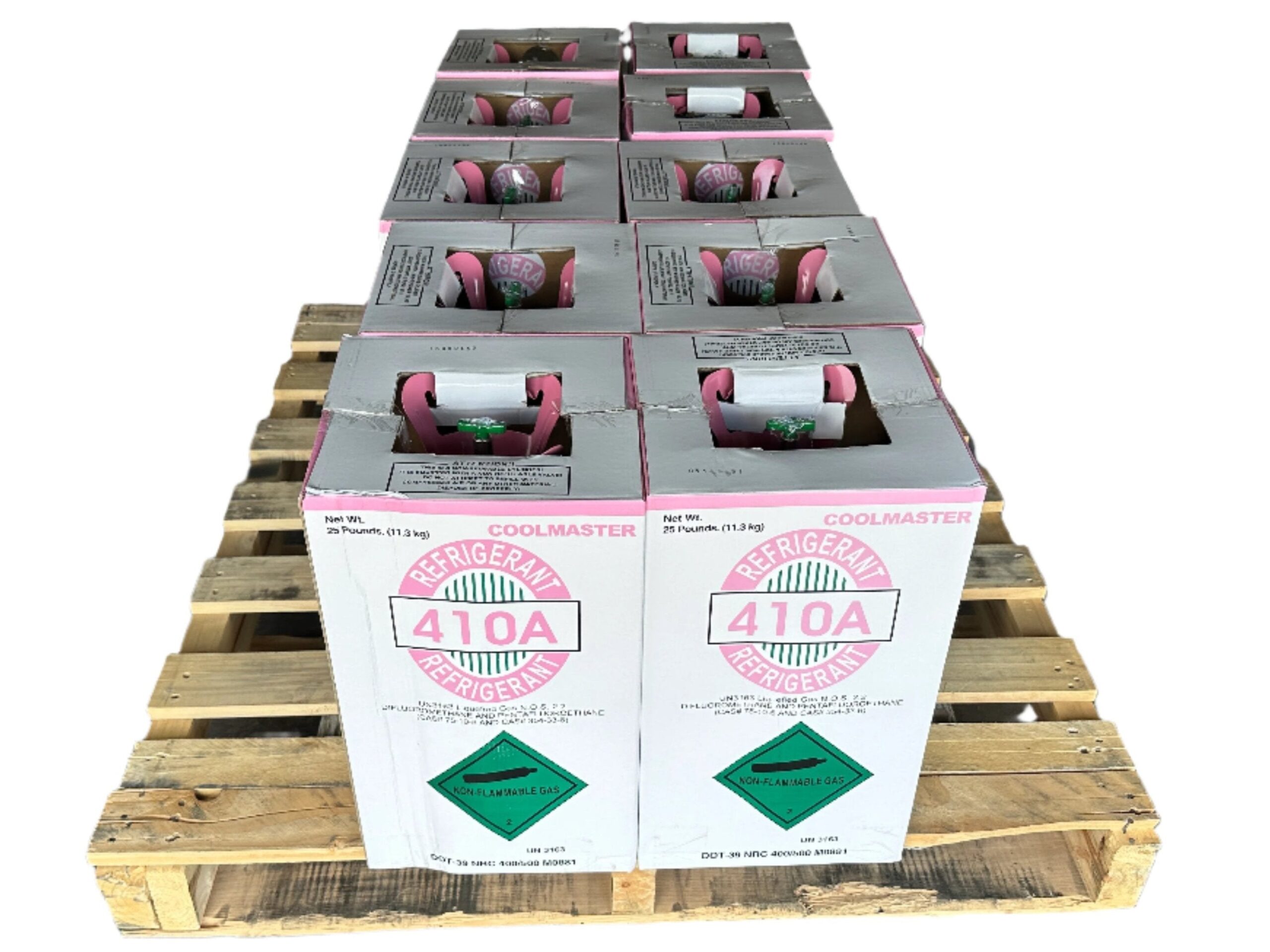 Full_Pallet_of_410A_Refrigerant_by_Coolmaster-scaled-1.jpg Pack of 10 × 25lb R-410A Refrigerant – Made in USA - Image 1