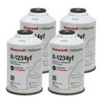 Honeywell R-1234yf Refrigerant – 4 Cans (8oz Each) with HD Brass Can Tap – Made in USA
