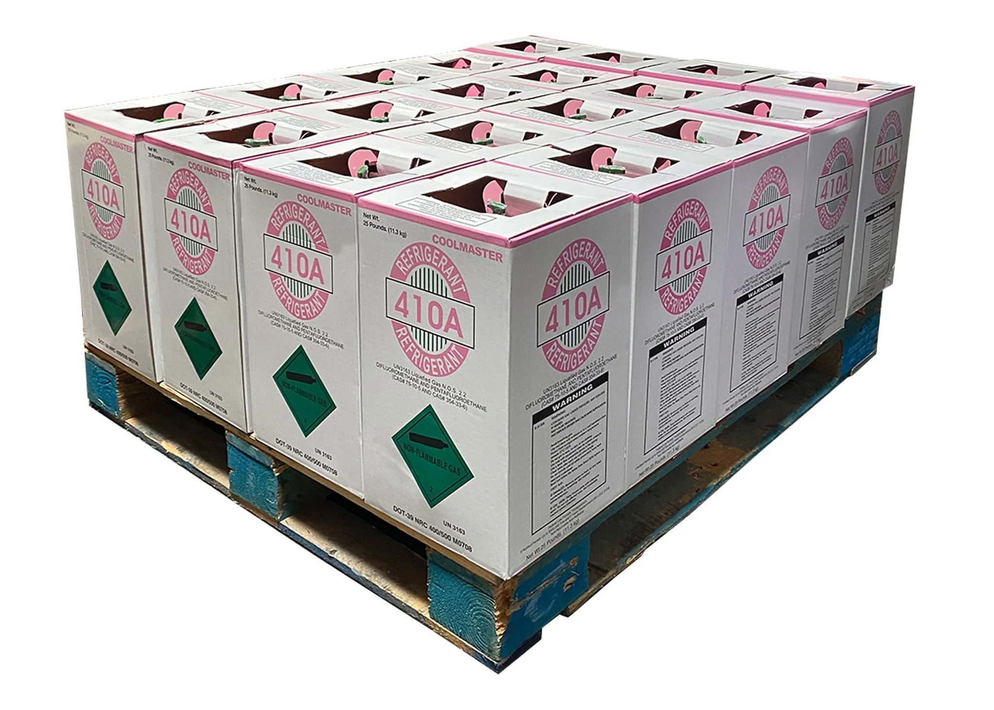Wholesale_Pallet_of_R-410A_Refrigerant_40_Boxes_Free_Freight_Shipping_from_Texas.jpg Half Pallet – 20 × 25lb R-410A Refrigerant – Made in USA - Image 1
